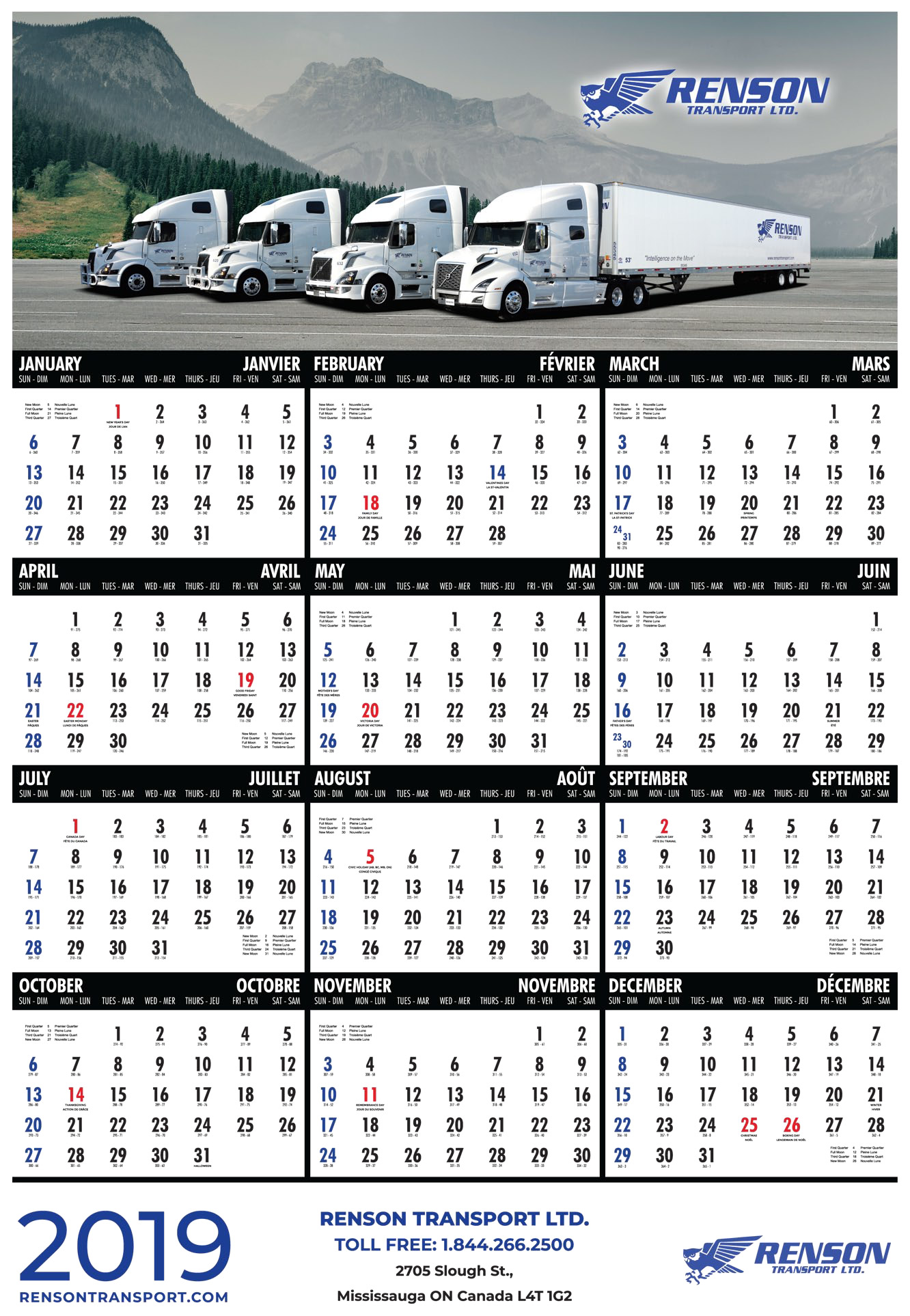 Renson Transport Calendar 2019